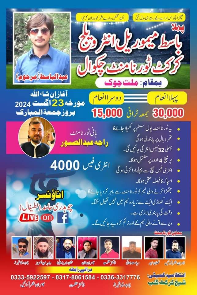 1st Basit Memorial Cricket Tournament